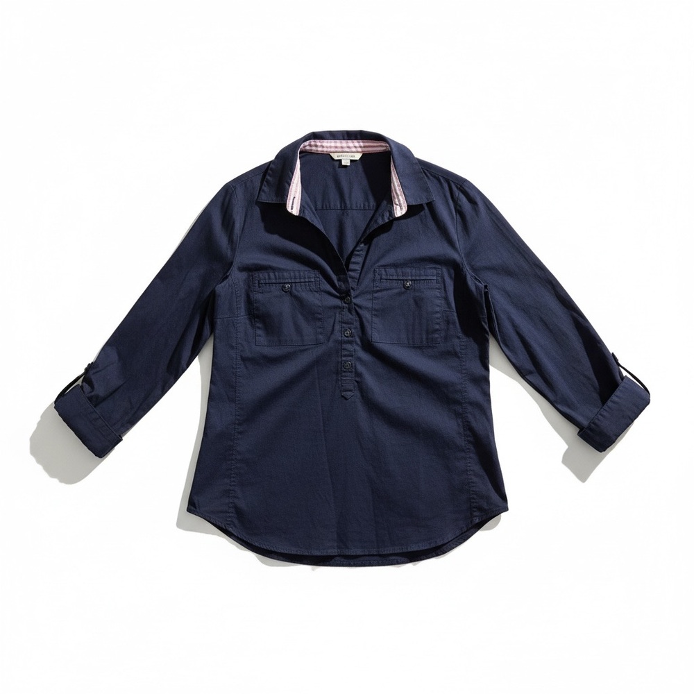 Elegant Navy Women's Button Down Shirt